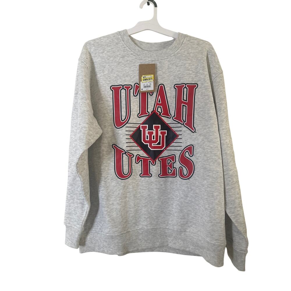 NCAA Utah Utes Men's Crew Neck Fleece Ash Sweatshirt XL 3